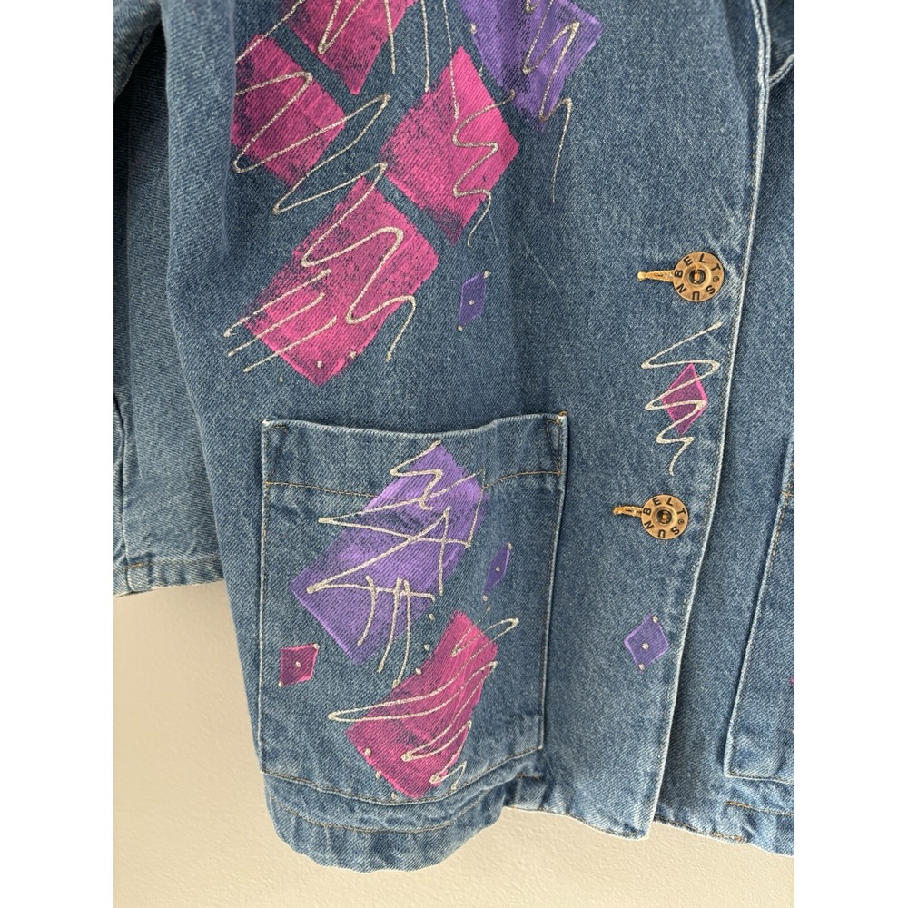 Vintage Sunbelt Sportswear Painted Denim Jacket Size‎ Medium - Picture 6 of 16